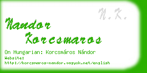 nandor korcsmaros business card