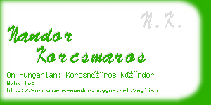 nandor korcsmaros business card
